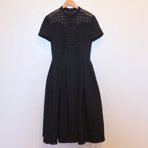Isabel Garcia black cocktail Fit & Flare Dress lace tailored country XS romantic